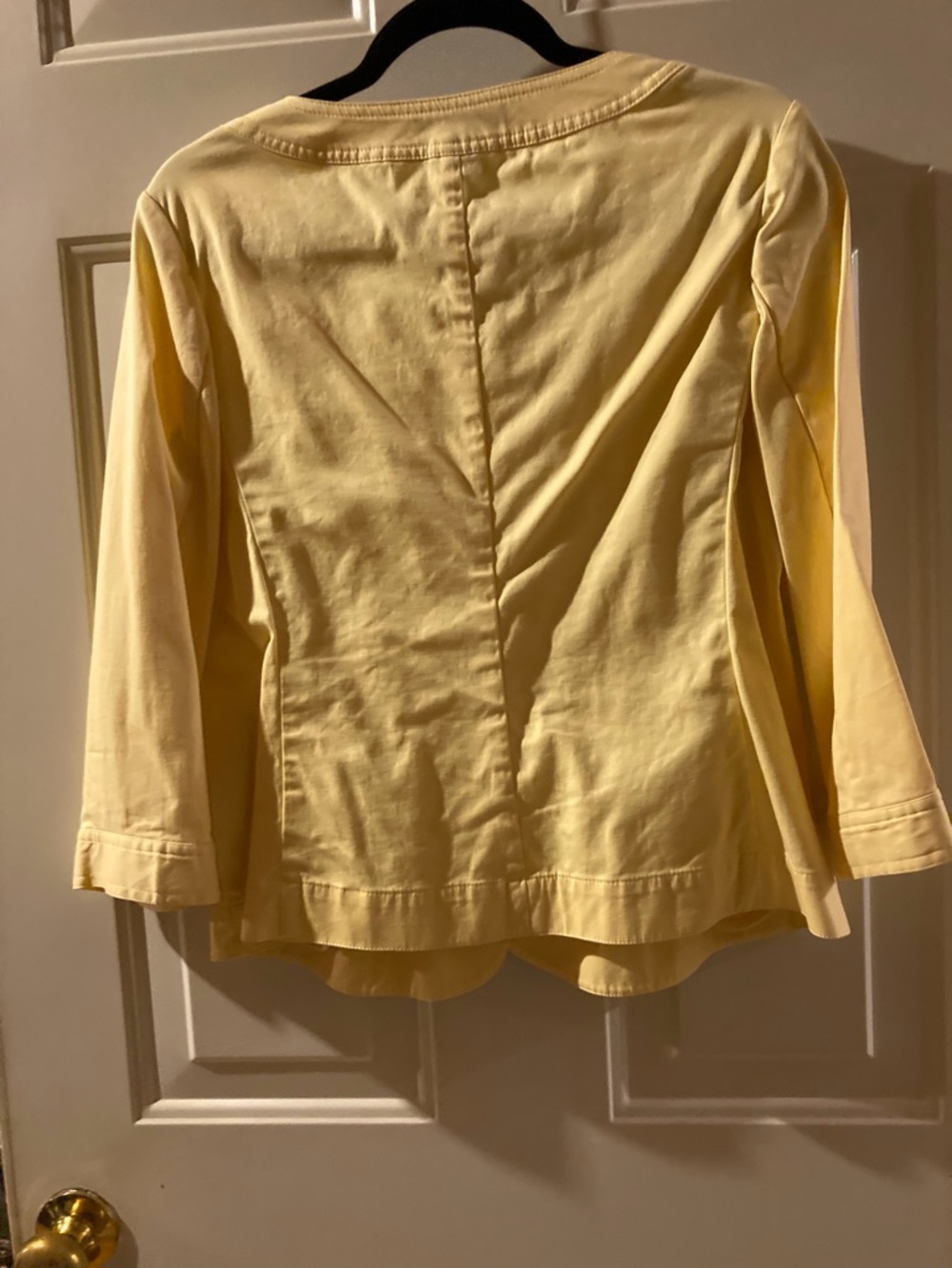 Talbots Pale Yellow Button-Front Peplum Top - Picture 3 of 4
